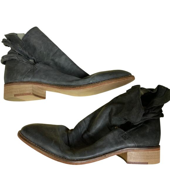 Free People Landslide Ankle Boots Womens Size 39 US 8.5 Dark Gray Leather NEW - Picture 1 of 8